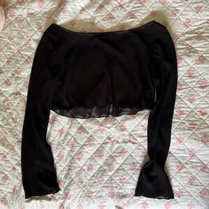 Sheer Black Long Sleeve Crop Top